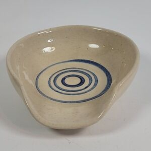 Marshall Pottery Amy Rivers Signed Stoneware Spoon Rest Blue Target Speckled